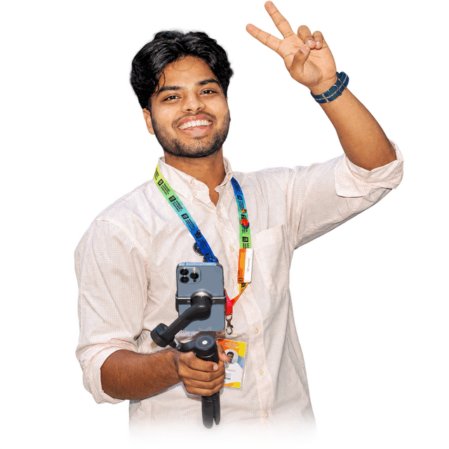 Rahul Kumar Das holding a phone gimbal